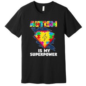 Autism Is My Super Power Superhero Puzzle Autism Awareness Premium T-Shirt