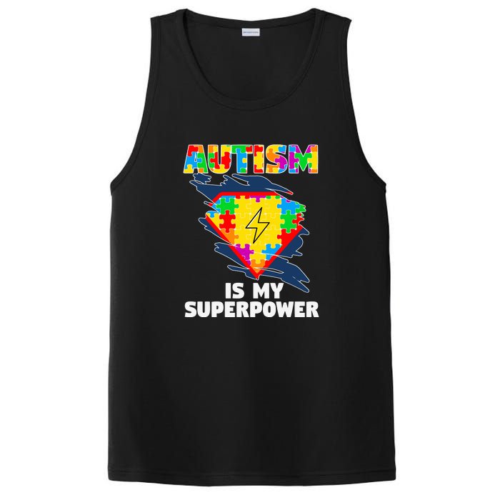 Autism Is My Super Power Superhero Puzzle Autism Awareness PosiCharge Competitor Tank