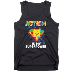 Autism Is My Super Power Superhero Puzzle Autism Awareness Tank Top