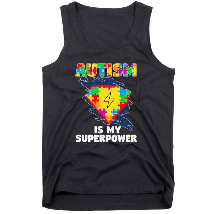 Autism Is My Super Power Superhero Puzzle Autism Awareness Tank Top