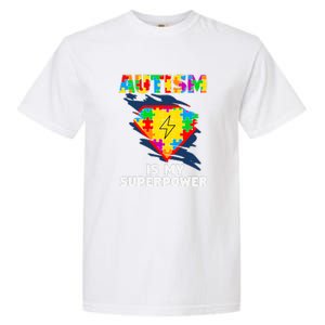 Autism Is My Super Power Superhero Puzzle Autism Awareness Garment-Dyed Heavyweight T-Shirt