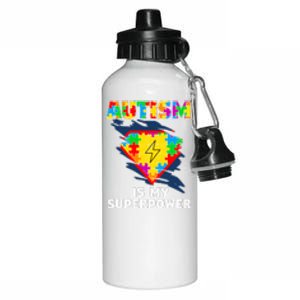 Autism Is My Super Power Superhero Puzzle Autism Awareness Aluminum Water Bottle