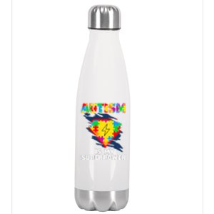 Autism Is My Super Power Superhero Puzzle Autism Awareness Stainless Steel Insulated Water Bottle