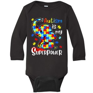 Autism Is My Superpower Cute Elephant Autism Awareness Baby Long Sleeve Bodysuit