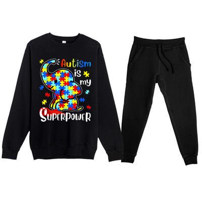 Autism Is My Superpower Cute Elephant Autism Awareness Premium Crewneck Sweatsuit Set