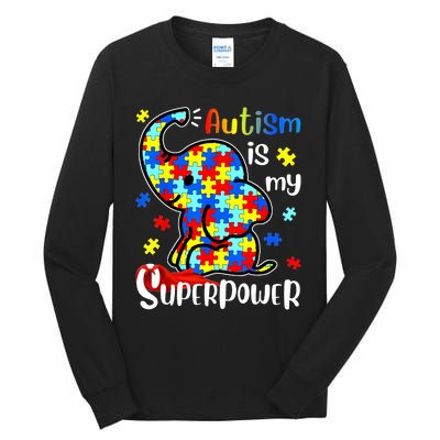 Autism Is My Superpower Cute Elephant Autism Awareness Tall Long Sleeve T-Shirt