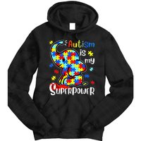 Autism Is My Superpower Cute Elephant Autism Awareness Tie Dye Hoodie