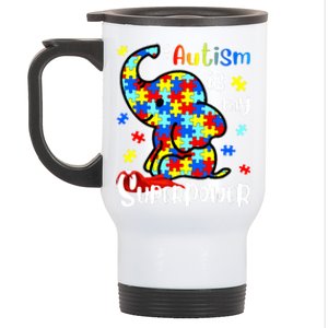 Autism Is My Superpower Cute Elephant Autism Awareness Stainless Steel Travel Mug