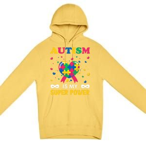 Autism Is My Super Power Autism Day Love Puzzle Support Gift Premium Pullover Hoodie