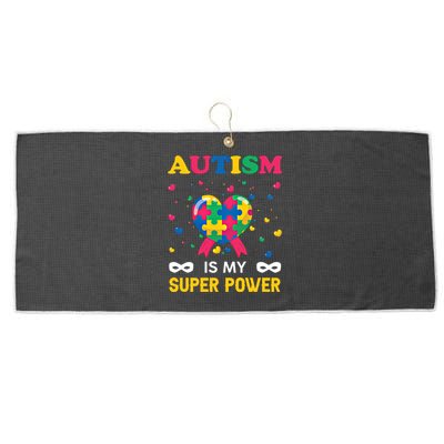 Autism Is My Super Power Autism Day Love Puzzle Support Gift Large Microfiber Waffle Golf Towel