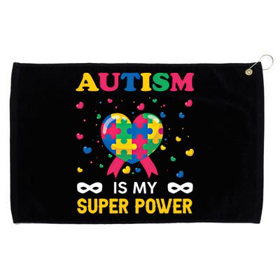 Autism Is My Super Power Autism Day Love Puzzle Support Gift Grommeted Golf Towel