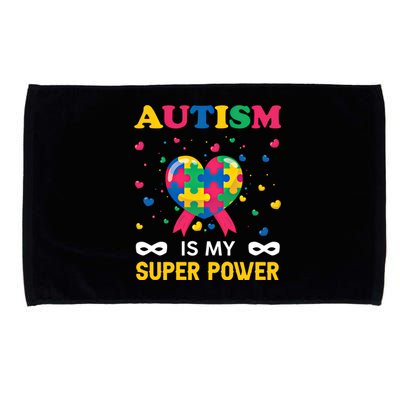 Autism Is My Super Power Autism Day Love Puzzle Support Gift Microfiber Hand Towel