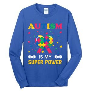 Autism Is My Super Power Autism Day Love Puzzle Support Gift Tall Long Sleeve T-Shirt