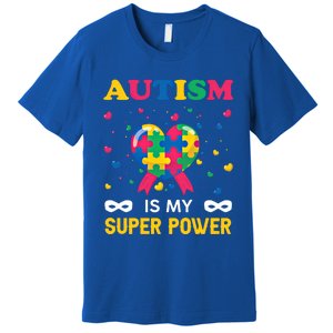 Autism Is My Super Power Autism Day Love Puzzle Support Gift Premium T-Shirt