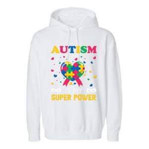 Autism Is My Super Power Autism Day Love Puzzle Support Gift Garment-Dyed Fleece Hoodie