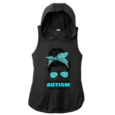 Autism Infinity Messy Bun I Love Someone With Autism Gift Ladies PosiCharge Tri-Blend Wicking Draft Hoodie Tank