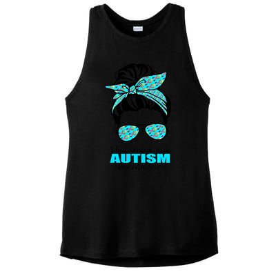 Autism Infinity Messy Bun I Love Someone With Autism Gift Ladies PosiCharge Tri-Blend Wicking Tank