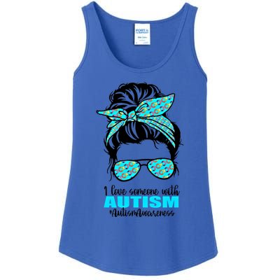 Autism Infinity Messy Bun I Love Someone With Autism Gift Ladies Essential Tank