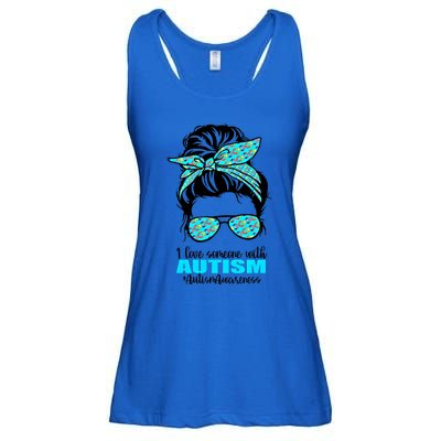 Autism Infinity Messy Bun I Love Someone With Autism Gift Ladies Essential Flowy Tank