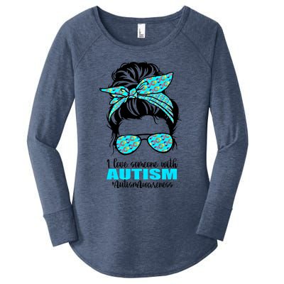 Autism Infinity Messy Bun I Love Someone With Autism Gift Women's Perfect Tri Tunic Long Sleeve Shirt