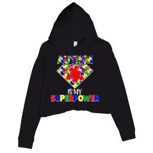 Autism Is My Superpower Autist Asd Disorder Autism Meaningful Gift Crop Fleece Hoodie