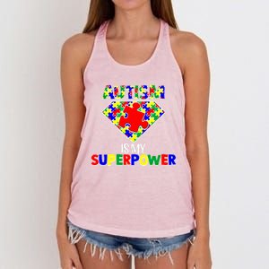 Autism Is My Superpower Autist Asd Disorder Autism Meaningful Gift Women's Knotted Racerback Tank