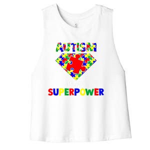 Autism Is My Superpower Autist Asd Disorder Autism Meaningful Gift Women's Racerback Cropped Tank