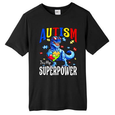 Autism Is My Super Power Autism Awareness Dinosaur Gift Tall Fusion ChromaSoft Performance T-Shirt