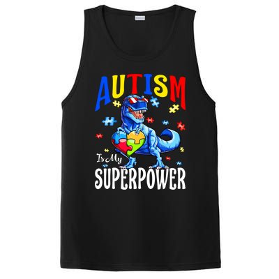 Autism Is My Super Power Autism Awareness Dinosaur Gift PosiCharge Competitor Tank