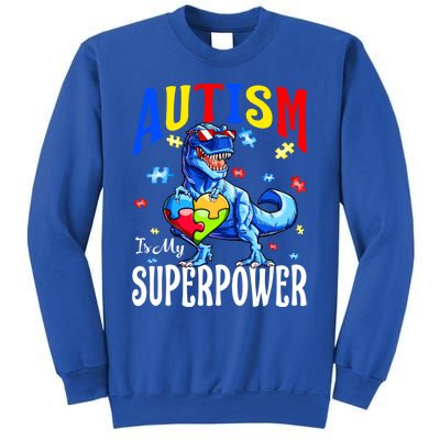 Autism Is My Super Power Autism Awareness Dinosaur Gift Sweatshirt