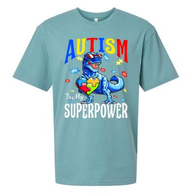 Autism Is My Super Power Autism Awareness Dinosaur Gift Sueded Cloud Jersey T-Shirt