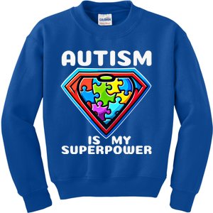 Autism Is My Superpower Superhero Cute Gift Kids Sweatshirt