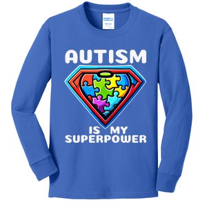 Autism Is My Superpower Superhero Cute Gift Kids Long Sleeve Shirt