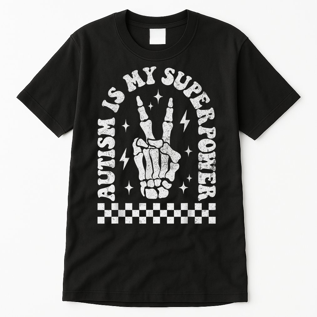 Autism Is My Superpower Groovy Autism Awareness  Tall T-Shirt