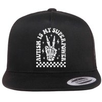 Autism Is My Superpower Groovy Autism Awareness  Flat Bill Trucker Hat