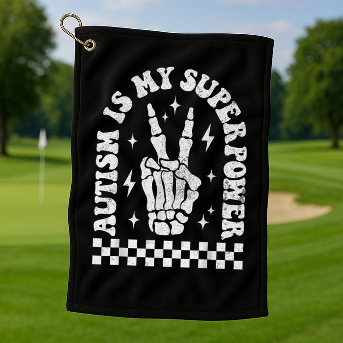 Autism Is My Superpower Groovy Autism Awareness  Golf Towel