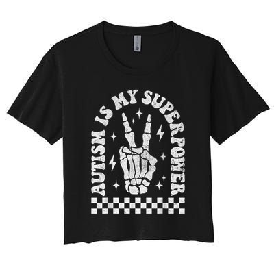 Autism Is My Superpower Groovy Autism Awareness  Crop Top