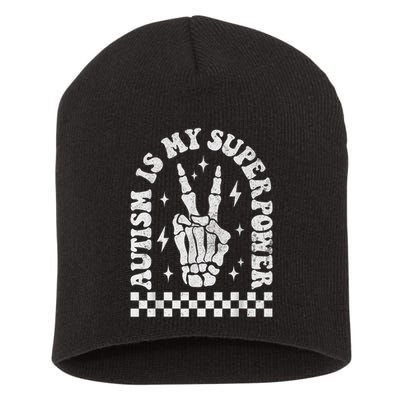 Autism Is My Superpower Groovy Autism Awareness  Short Acrylic Beanie