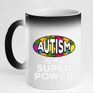 Autism Is My Super Power For Autism Awareness 11oz Black Color Changing Mug