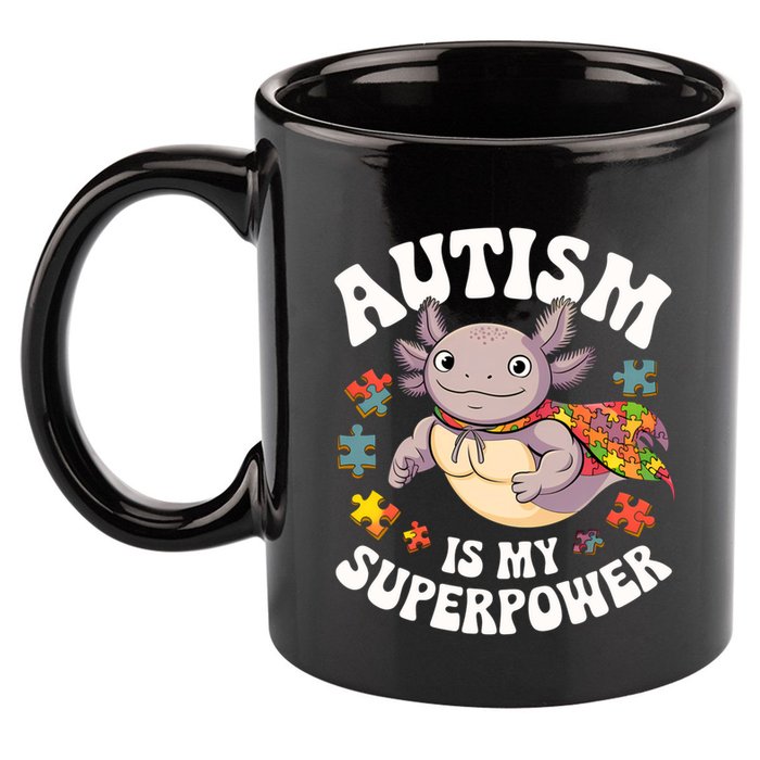 Autism Is My Super Power Strong Axolotl Autism Awareness Gift 11oz C Handle Ceramic Mug