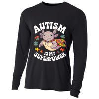 Autism Is My Super Power Strong Axolotl Autism Awareness Gift Cooling Performance Long Sleeve Crew