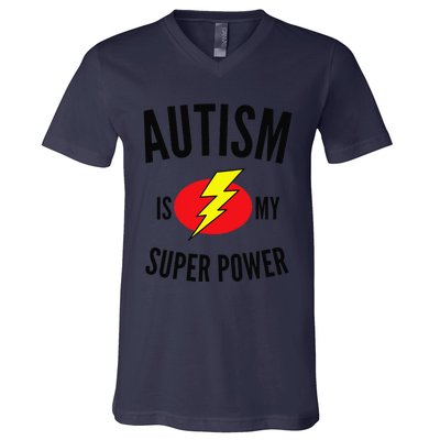 Autism Is My Super Power Autism Awareness V-Neck T-Shirt