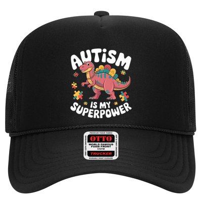Autism Is My Super Power Strong Spinosaurus Autism Awareness Gift Trucker Hat