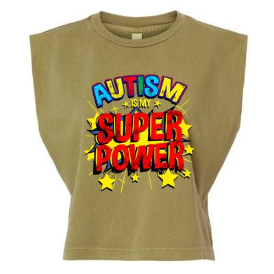 Autism Is My Superpower Autism Awareness Garment-Dyed Women's Muscle Tee