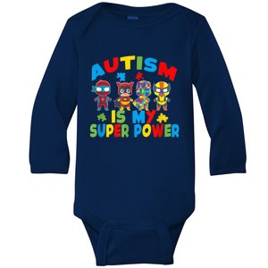 Autism Is My Super Power Superhero Autism Awareness Baby Long Sleeve Bodysuit