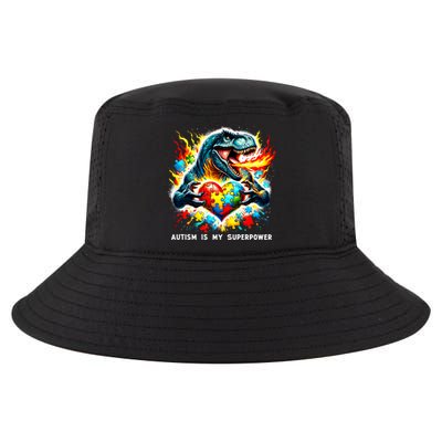 Autism Is My Superpower Puzzle Dinosaur Autism Awareness Gift Cool Comfort Performance Bucket Hat