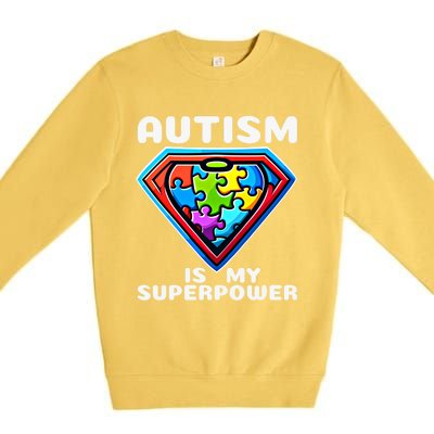 Autism Is My Superpower Superhero Gift Premium Crewneck Sweatshirt