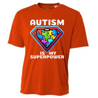 Autism Is My Superpower Superhero Gift Cooling Performance Crew T-Shirt