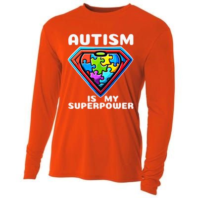 Autism Is My Superpower Superhero Gift Cooling Performance Long Sleeve Crew