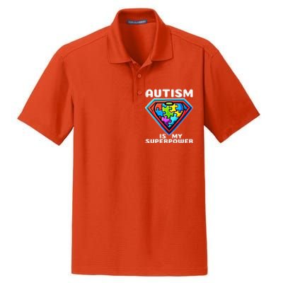 Autism Is My Superpower Superhero Gift Dry Zone Grid Polo